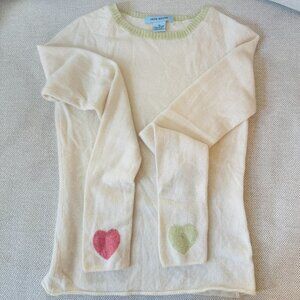 Gene Meyer cream cashmere sweater with hearts size M